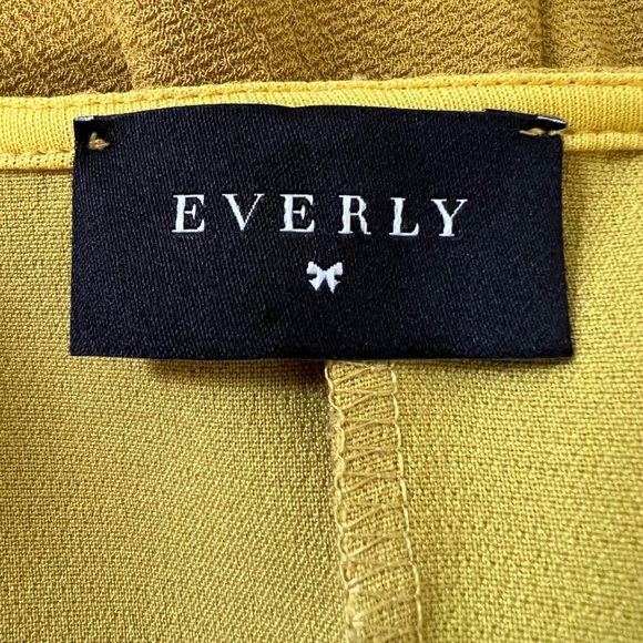Everly Mustard Yellow Short Sleeve V Neck Shift Mini Dress size Small - Picture 7 of 9